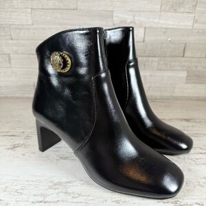 Kurt Geiger London Black Chelsea Square Toe Eagle Head Leather Boots 36.5 -6.5US